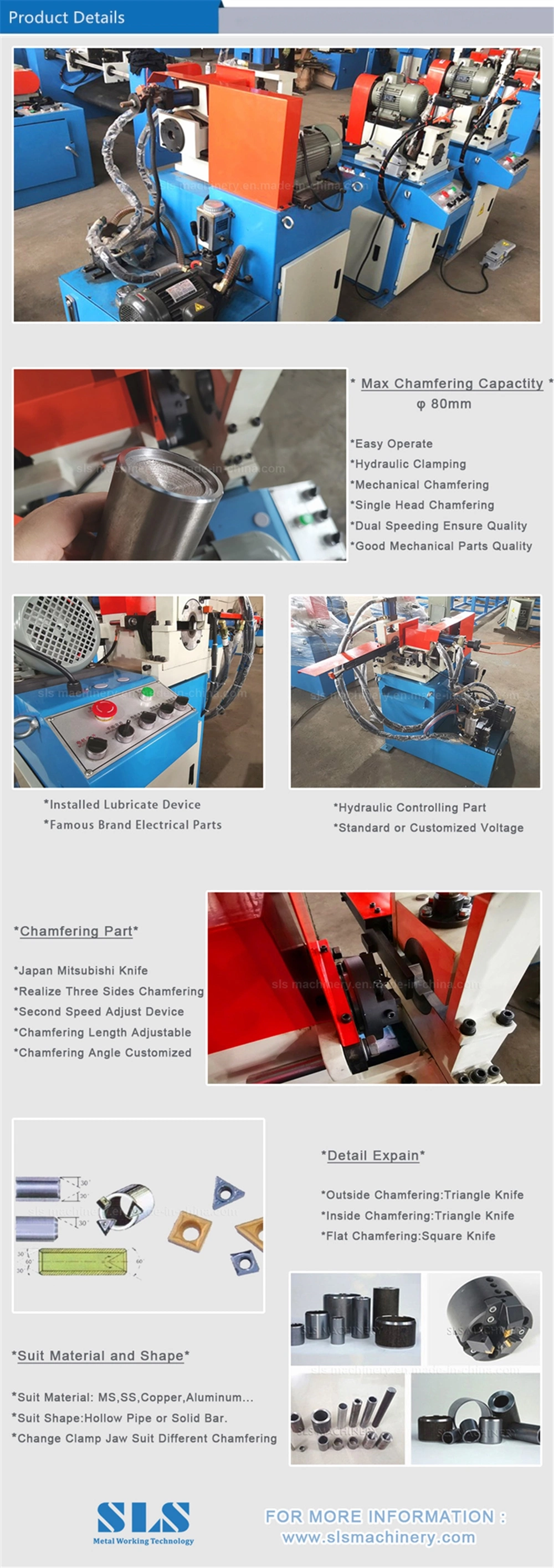 Nc Pneumatic Hydraulic Auxiliary Clip Bolt, Solid Bar, Rod, Metal Steel Pipe Orifice Deburring, Tube End Angle Facing Smoothing, Round Edge Chamfering Machine